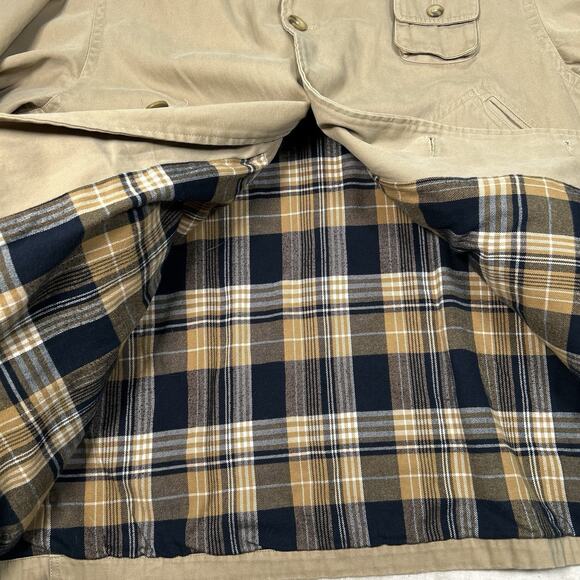 VTG Chaps Chore Coat Beige Flannel Lined Canvas Barn Jacket Men's Size XL - Picture 7 of 7